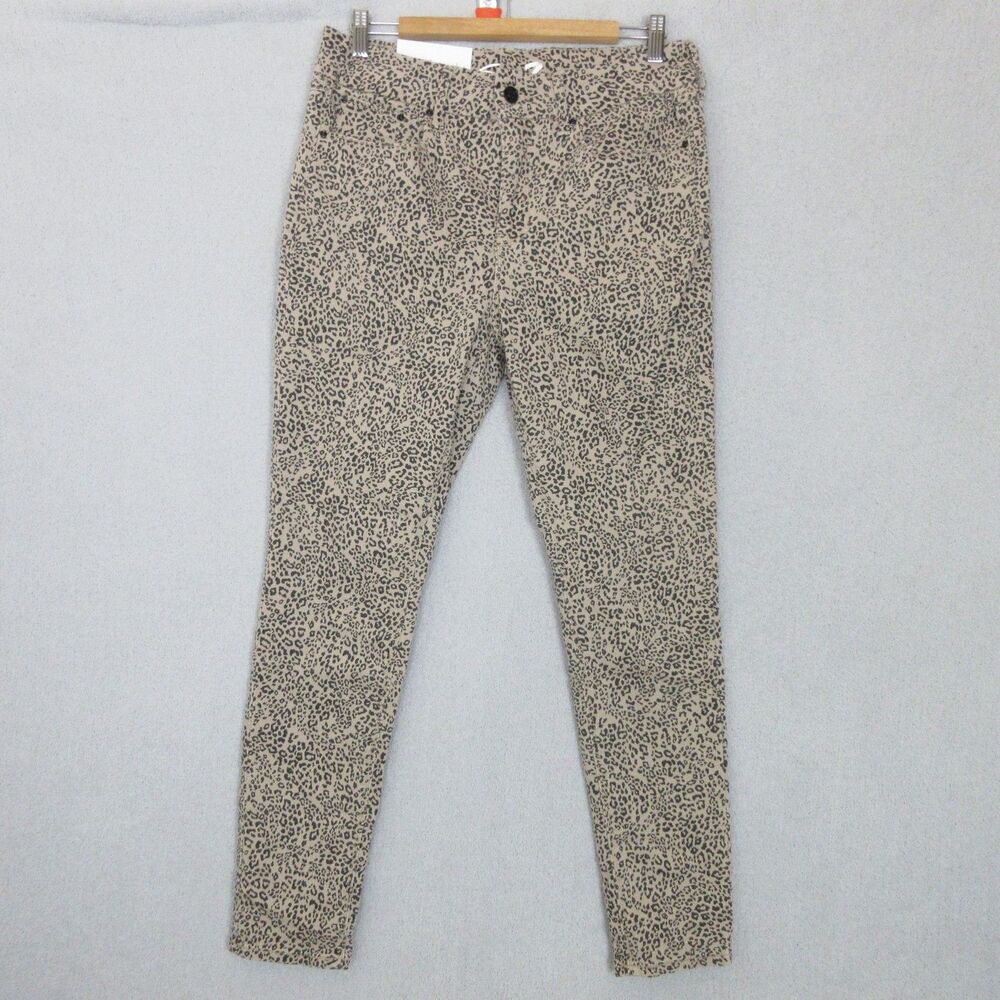 Seven7 Tummyless Skinny Jeans Womens 10 Beige Leopard Print High Rise NWT